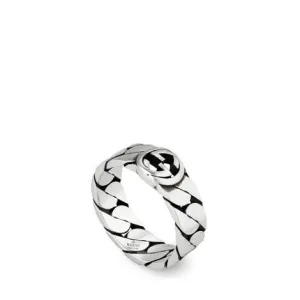 Gucci Silver Interlocking G 6mm 'Gourmette' Ring Size 7