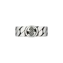 Gucci Silver Interlocking G 6mm 'Gourmette' Ring Size 7