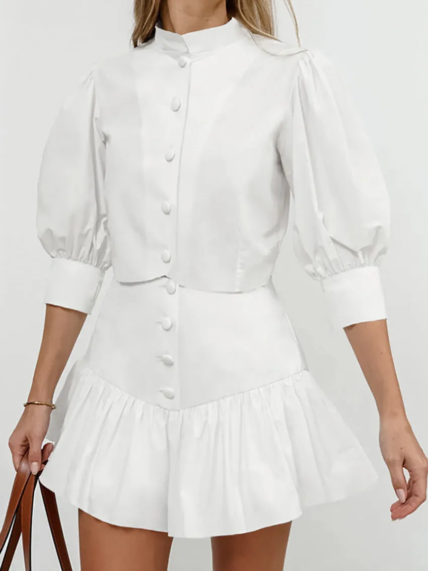 Half Sleeves Blouses   SkirtsTwo Pieces Set