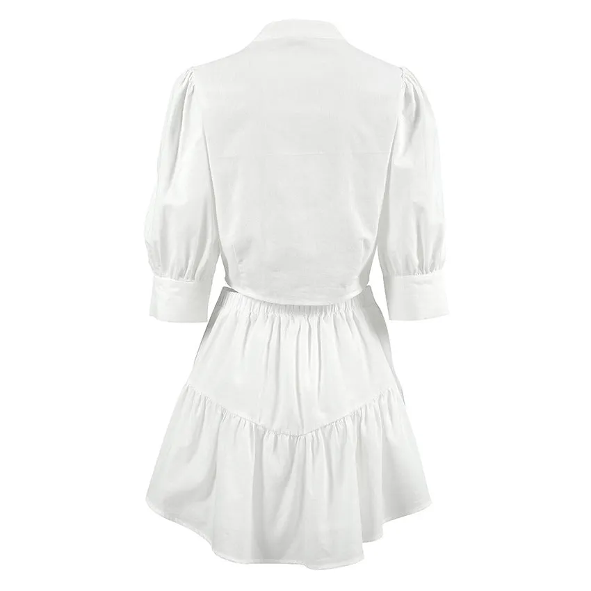 Half Sleeves Blouses   SkirtsTwo Pieces Set