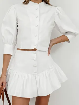 Half Sleeves Blouses   SkirtsTwo Pieces Set