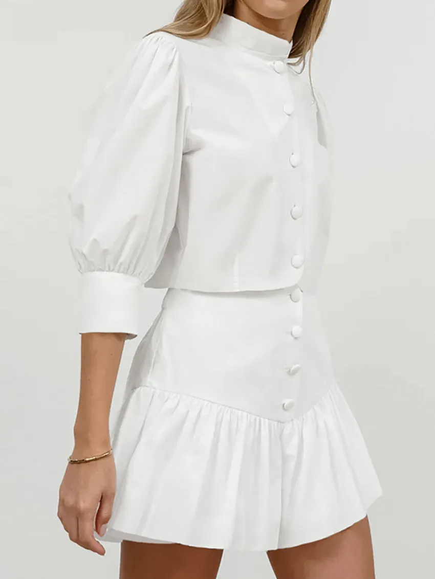 Half Sleeves Blouses   SkirtsTwo Pieces Set
