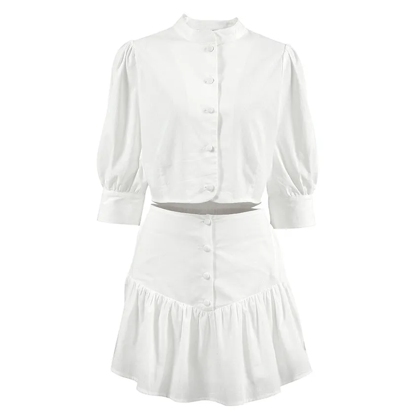 Half Sleeves Blouses   SkirtsTwo Pieces Set
