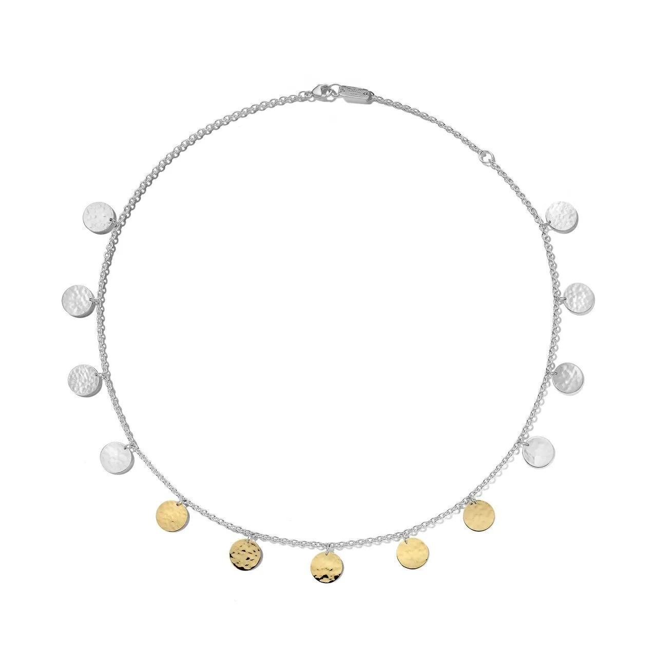 Hammered Paillette Disc Necklace in Chimera
