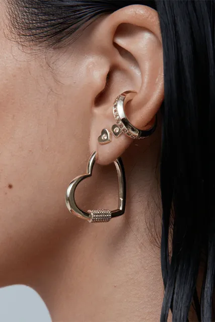 HARDCORE LOVE HEART STATEMENT EARRINGS