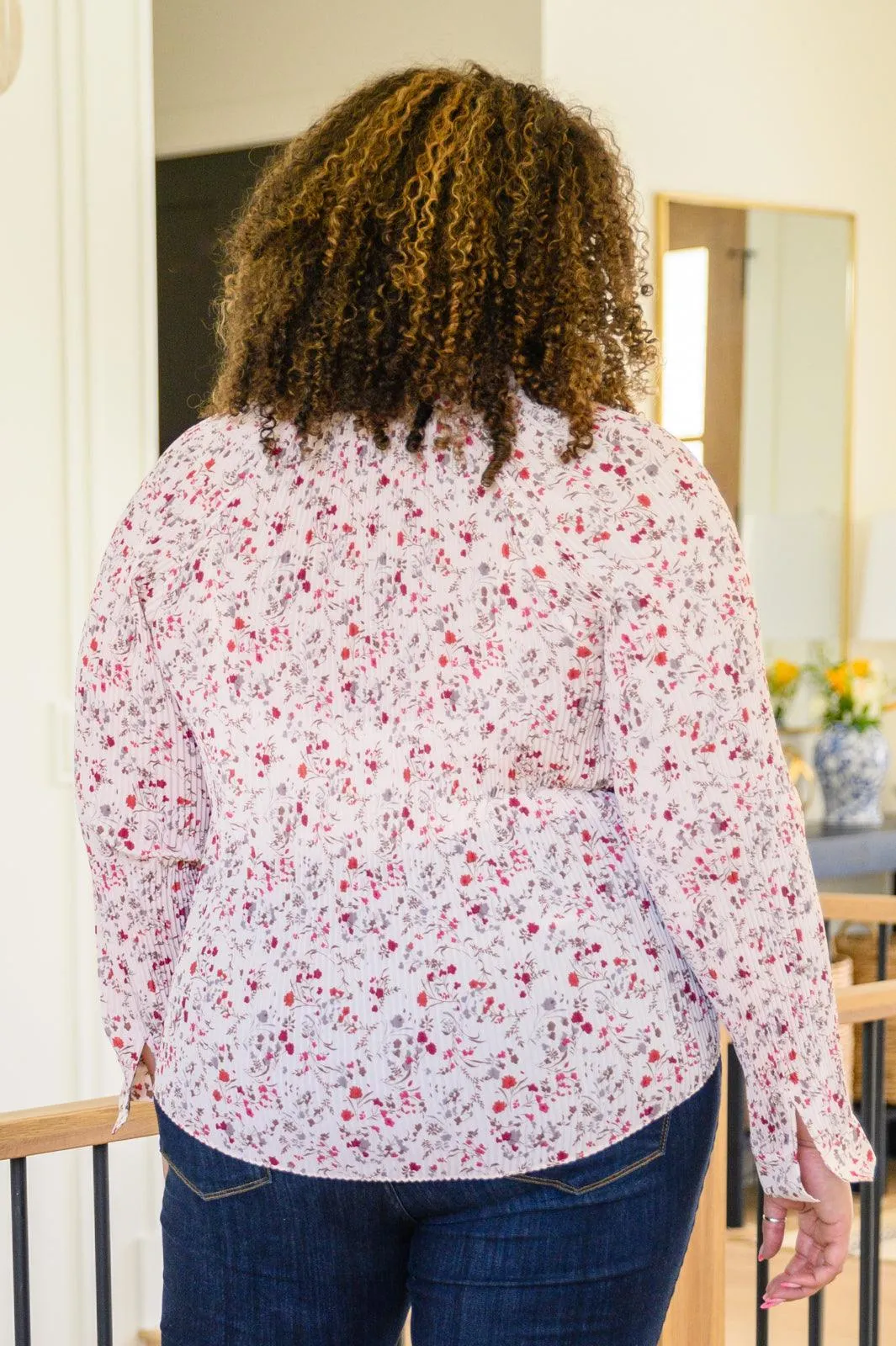 Hazel Blues® | Stella Notched Neck Floral Long Sleeve Blouse