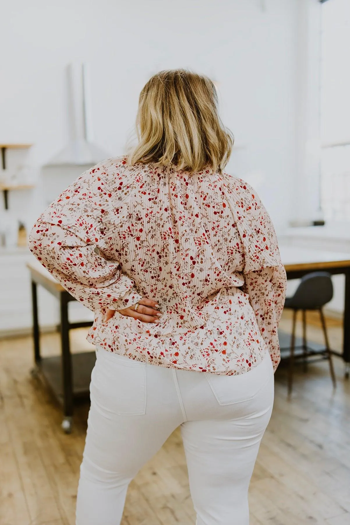 Hazel Blues® | Stella Notched Neck Floral Long Sleeve Blouse