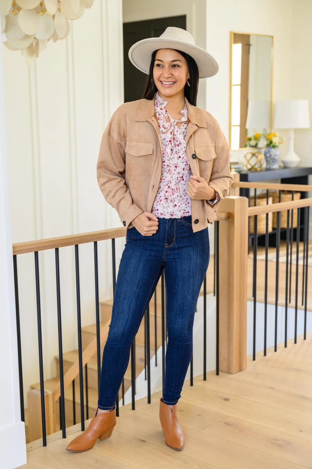 Hazel Blues® | Stella Notched Neck Floral Long Sleeve Blouse