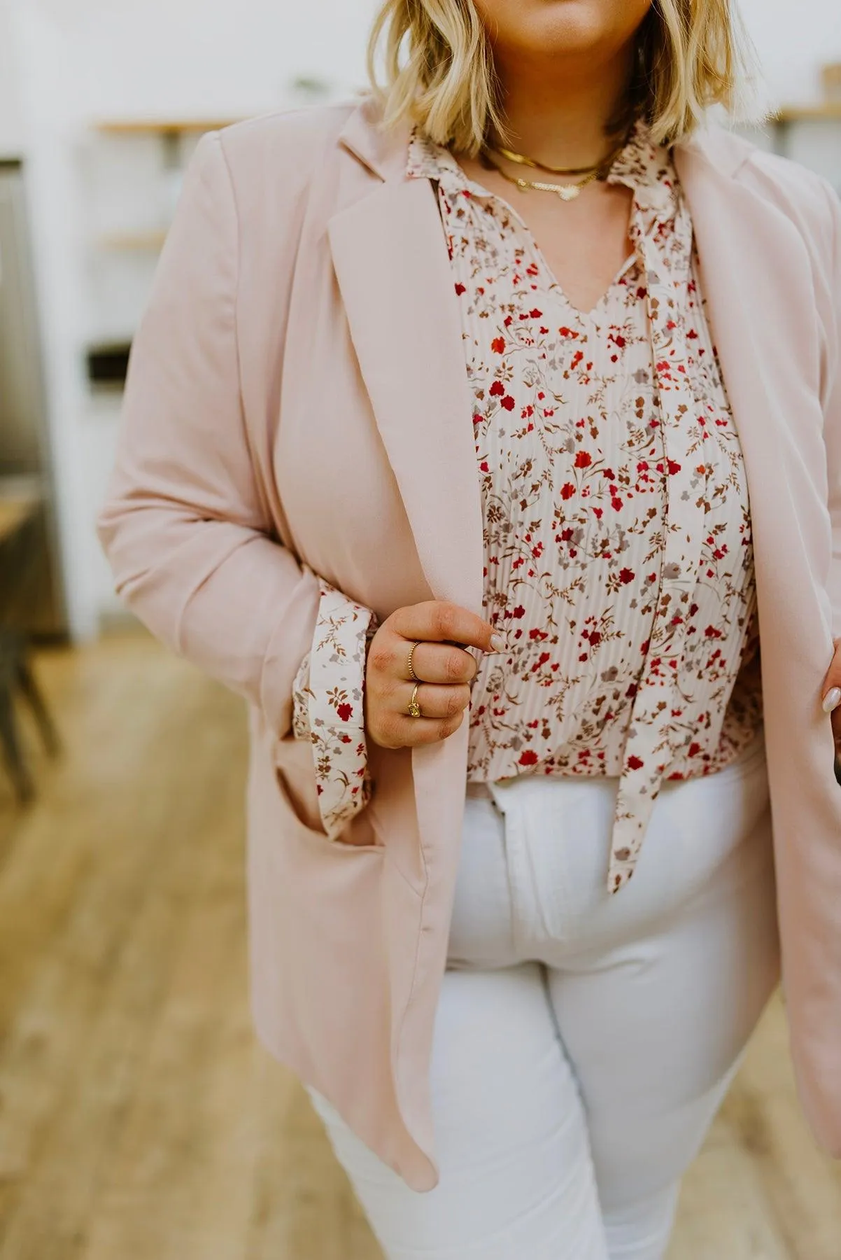 Hazel Blues® | Stella Notched Neck Floral Long Sleeve Blouse