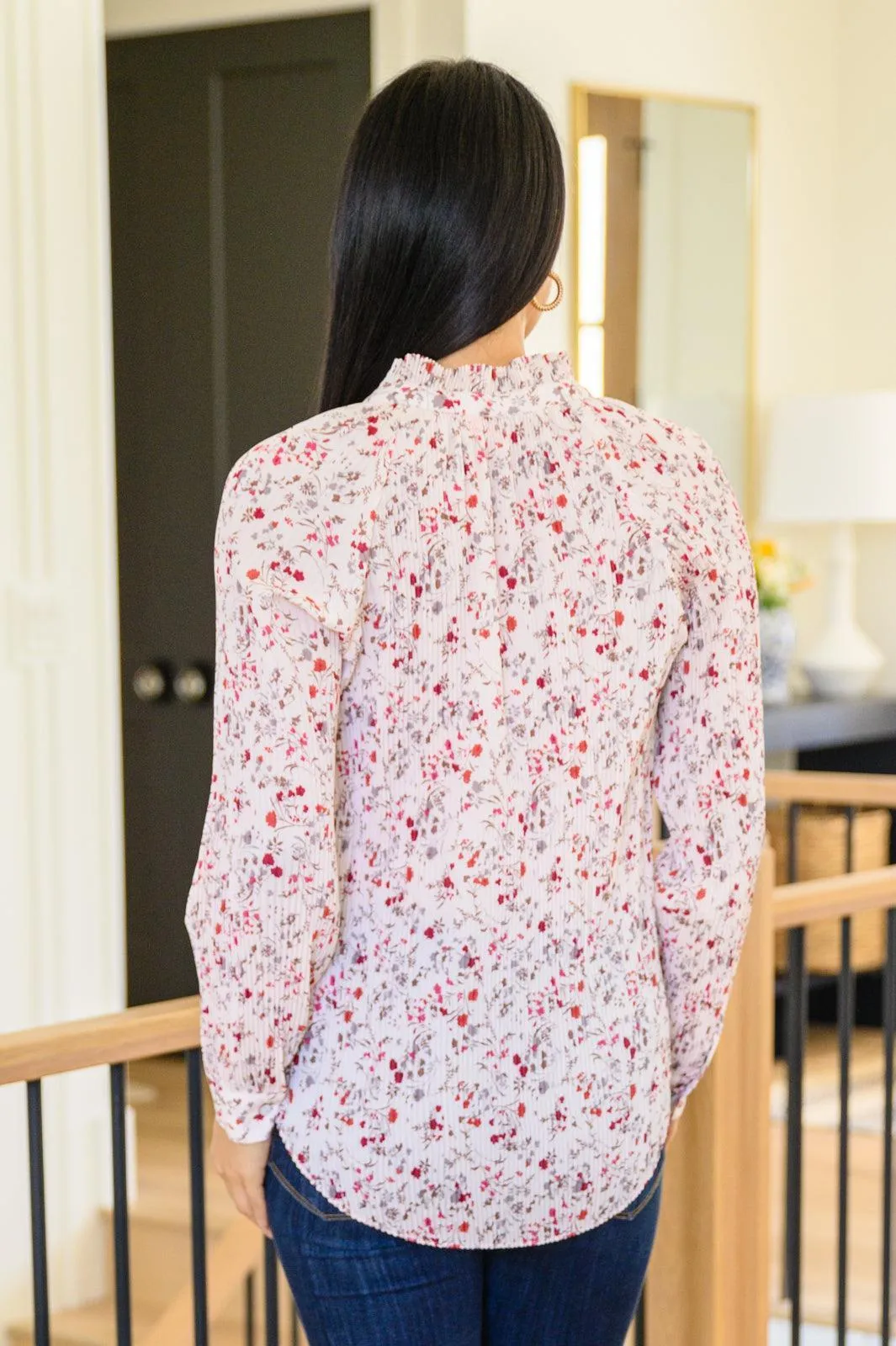 Hazel Blues® | Stella Notched Neck Floral Long Sleeve Blouse