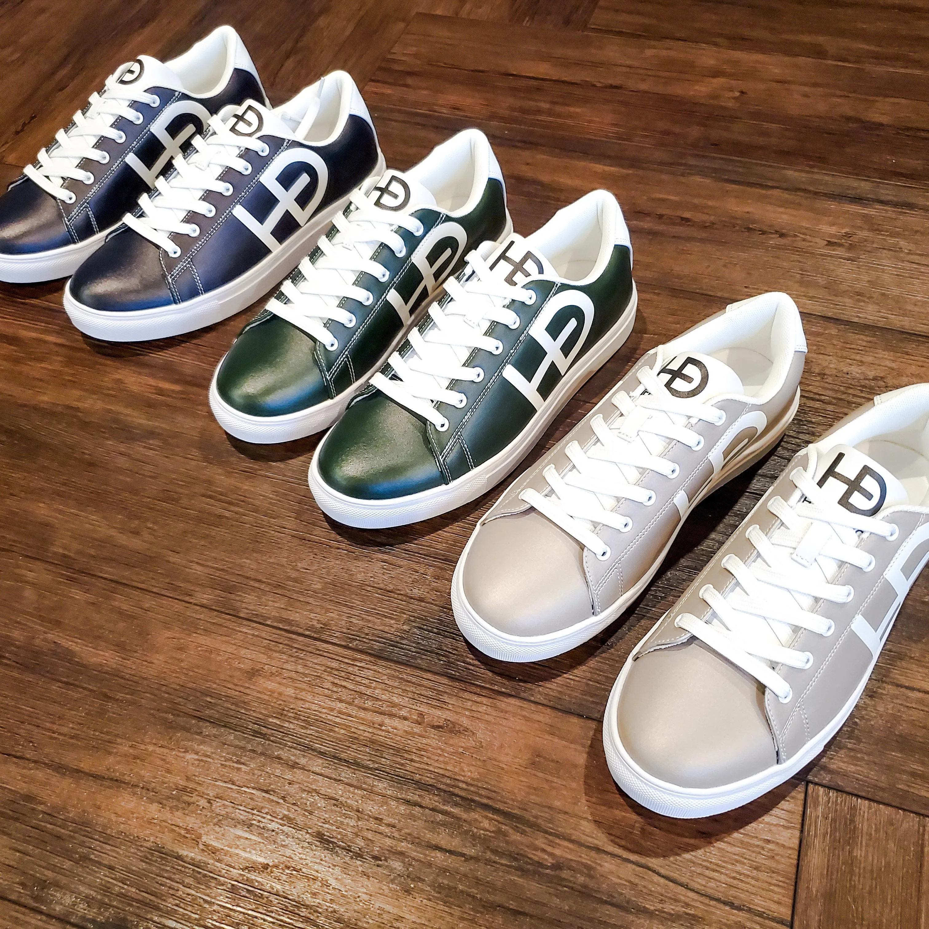 HEED NYC Men's Classic Champagne Gray Vegan Leather Sneakers