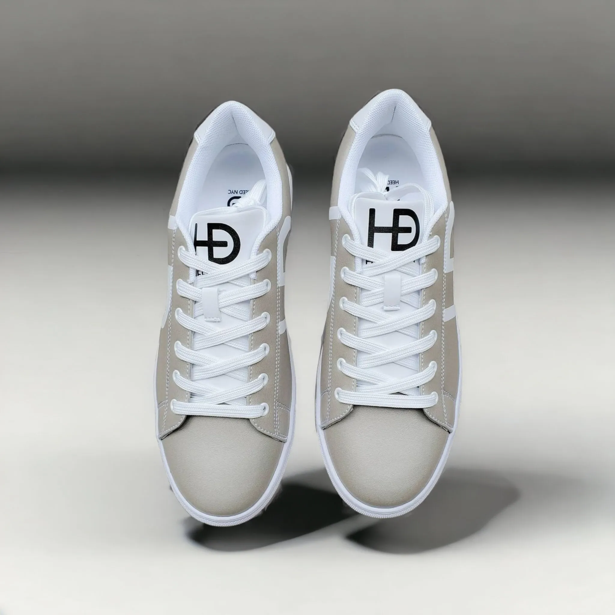 HEED NYC Men's Classic Champagne Gray Vegan Leather Sneakers