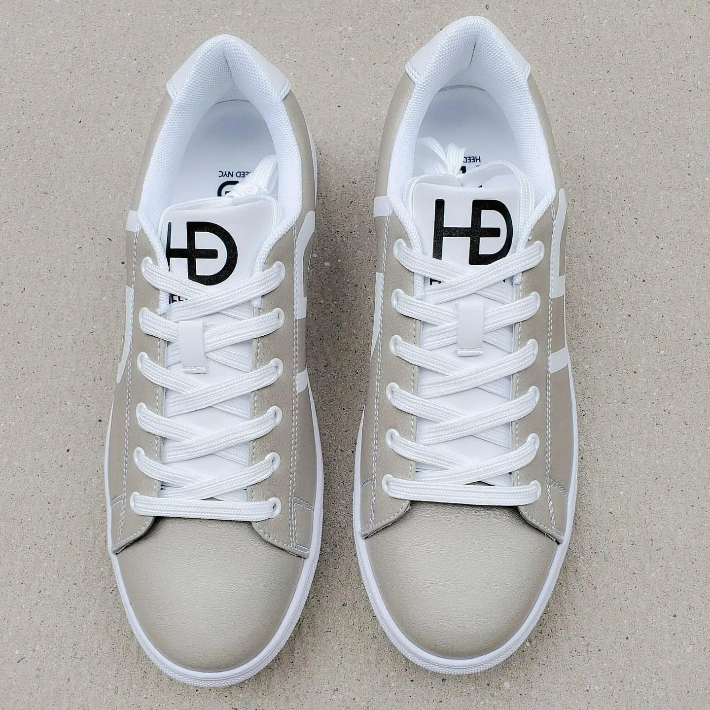HEED NYC Men's Classic Champagne Gray Vegan Leather Sneakers