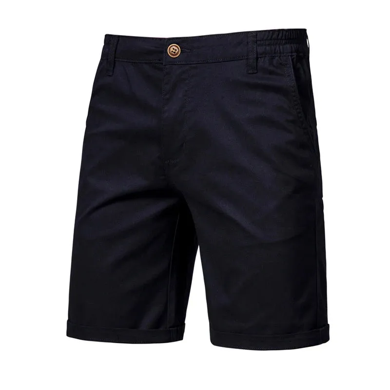 High-Quality Elastic Waist Men's Cotton Solid Beach Shorts