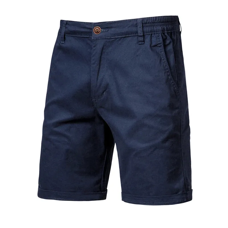 High-Quality Elastic Waist Men's Cotton Solid Beach Shorts