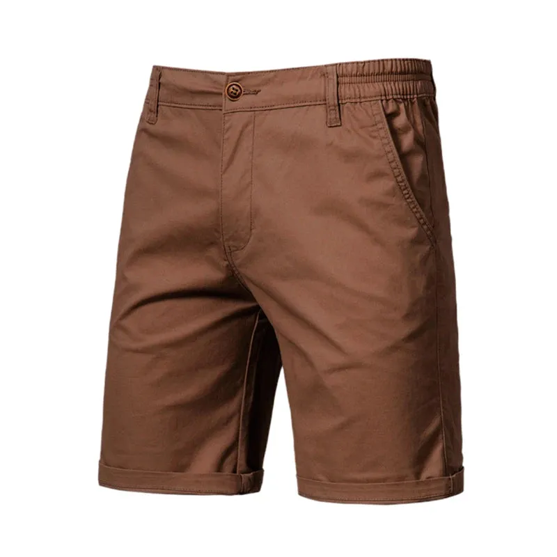 High-Quality Elastic Waist Men's Cotton Solid Beach Shorts
