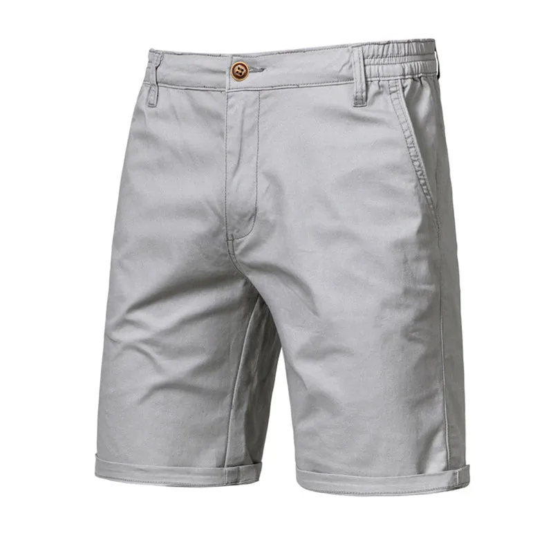 High-Quality Elastic Waist Men's Cotton Solid Beach Shorts