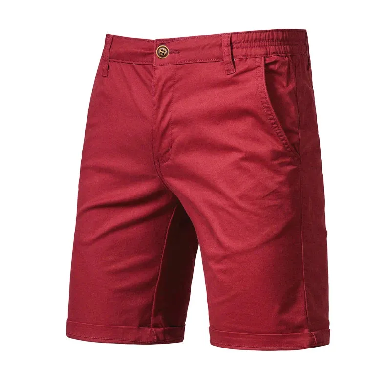 High-Quality Elastic Waist Men's Cotton Solid Beach Shorts