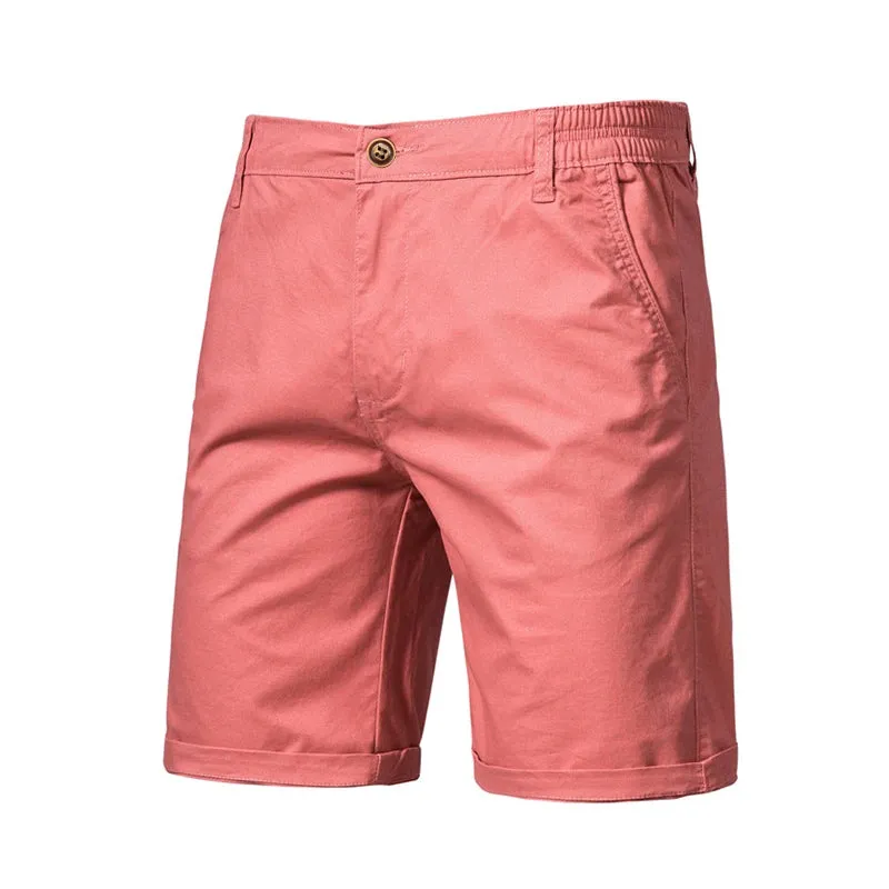 High-Quality Elastic Waist Men's Cotton Solid Beach Shorts