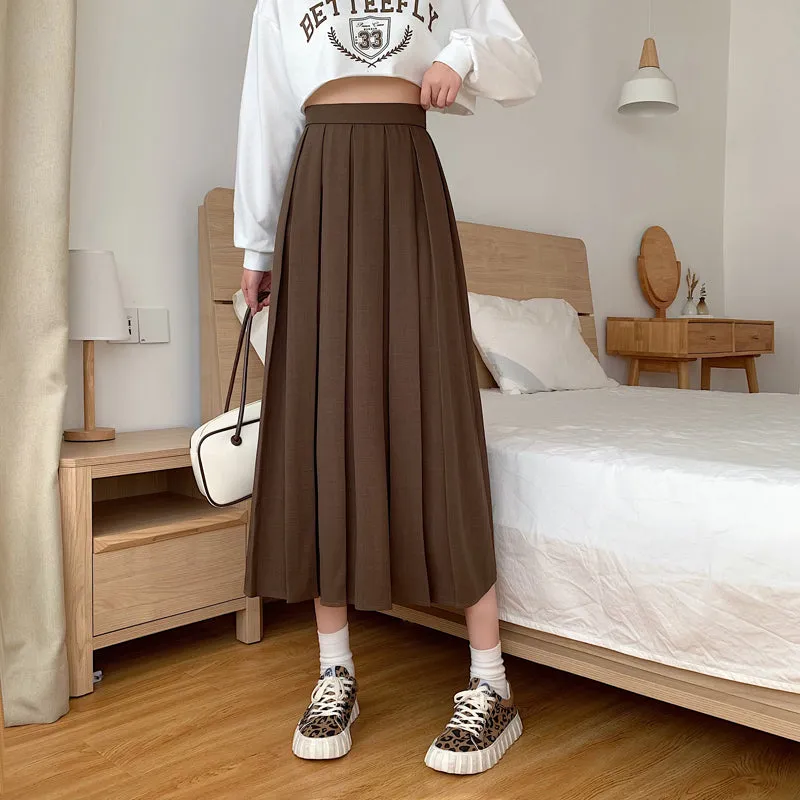 High Waist Elegant Pleated A-Line Long Skirt