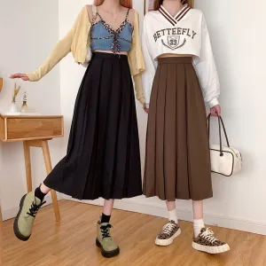 High Waist Elegant Pleated A-Line Long Skirt