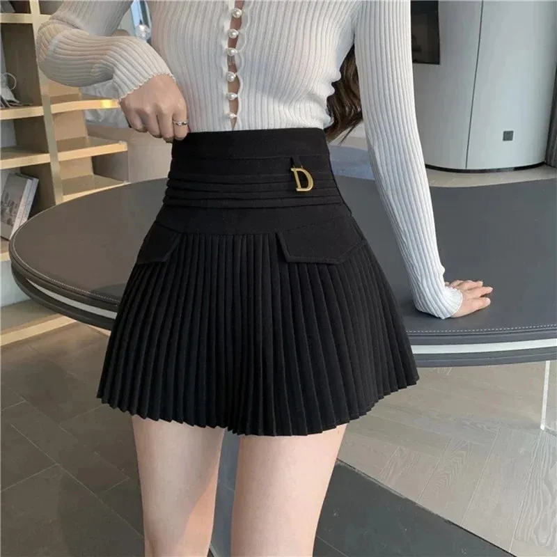 High Waist White Pleated Mini Skirt (College Style)