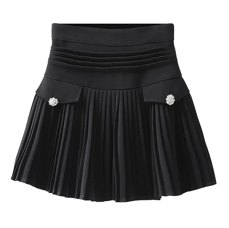 High Waist White Pleated Mini Skirt (College Style)