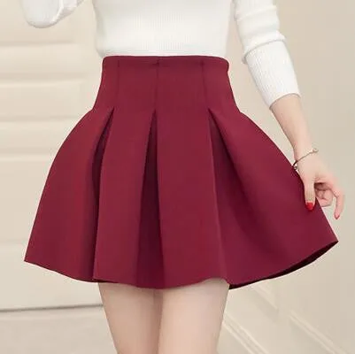 High Waist Women Skater Skirt Spring AutumnJoker Black Wine Red Purple Skirts Womens Saia Korean Style Ball Gown Faldas