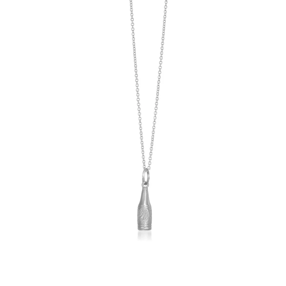Hot Sauce Bottle Charm in Silver