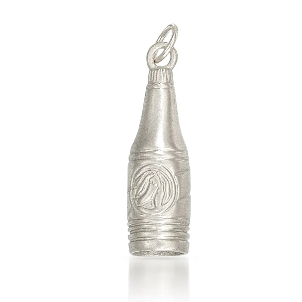 Hot Sauce Bottle Charm in Silver