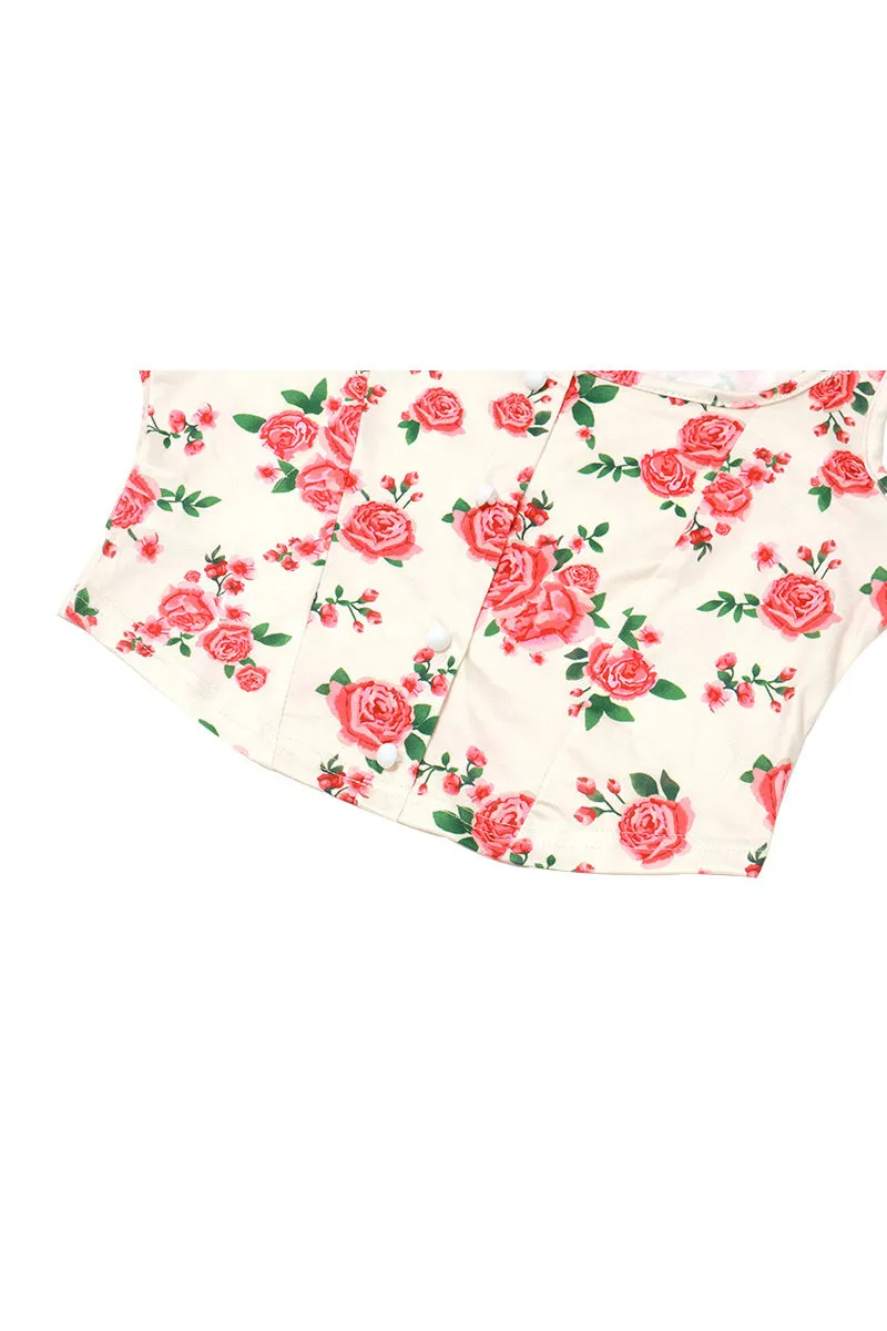 HTS1156 Vintage Rose Fur Trim Top