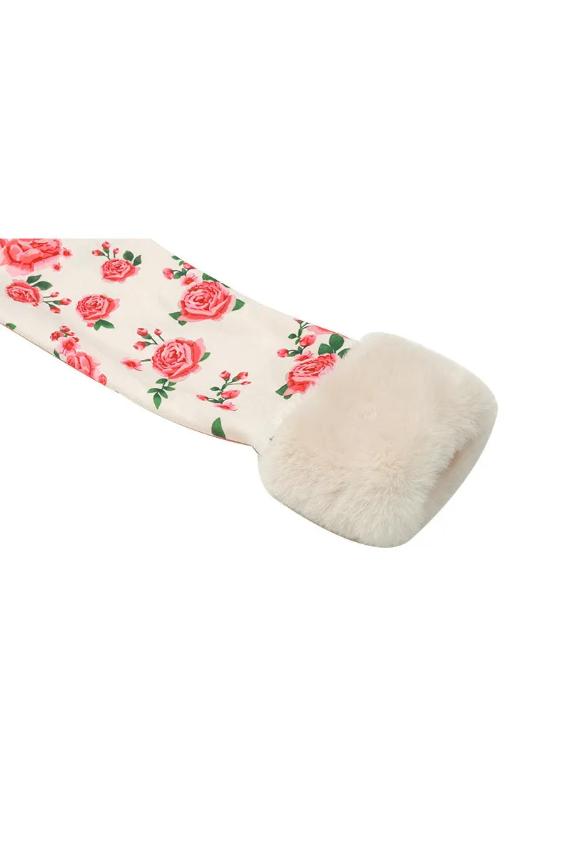 HTS1156 Vintage Rose Fur Trim Top