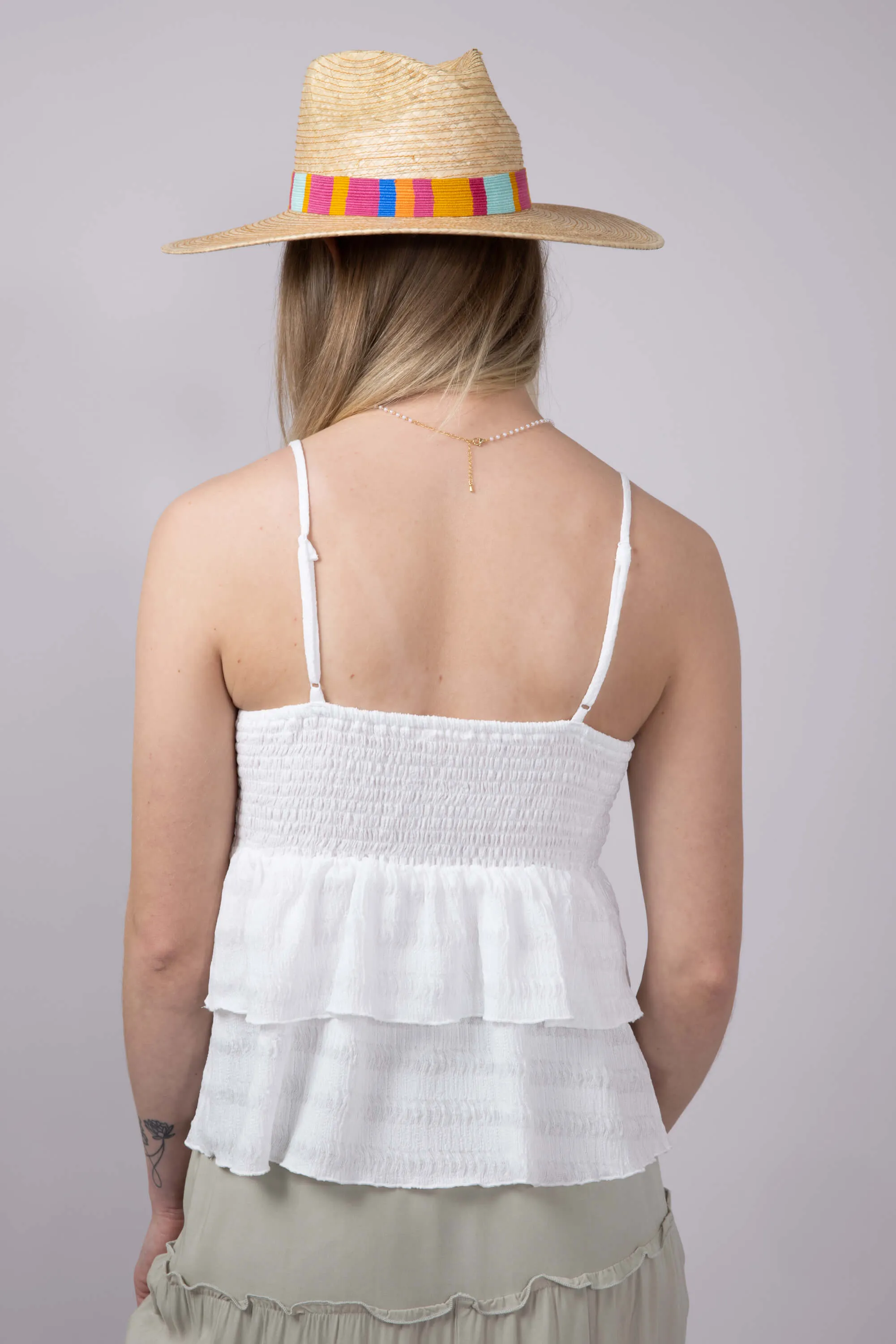 Illa Illa Lace Ruffle Cami for Women in Off White | T5128-OFFWHITE