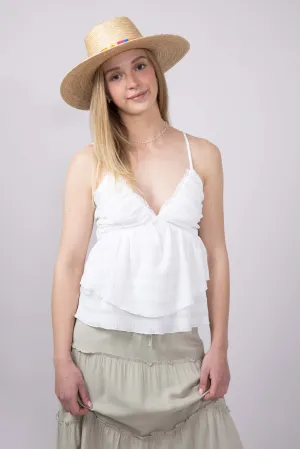 Illa Illa Lace Ruffle Cami for Women in Off White | T5128-OFFWHITE