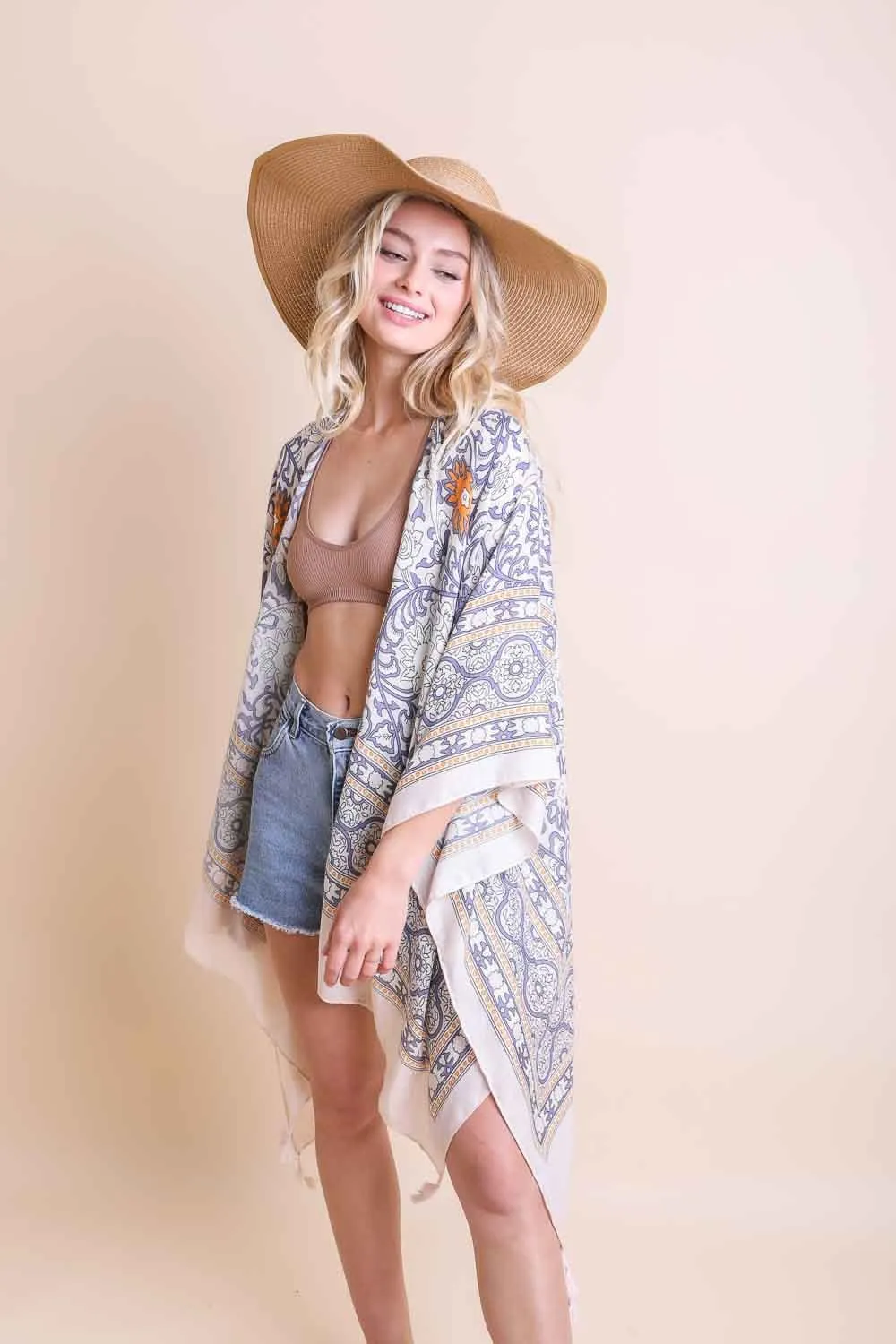 Ivory Tassel Boho Kimono Duster