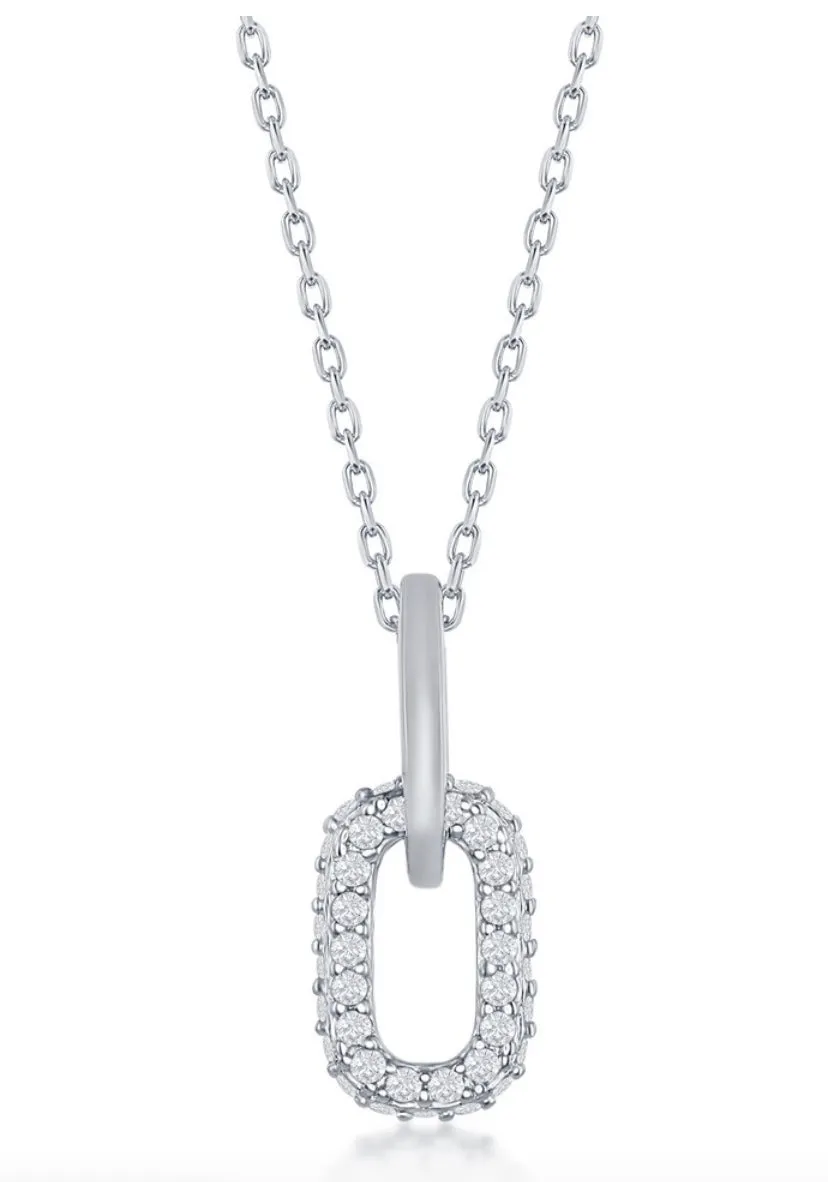 Joelle CZ Oval Paperclip Necklace