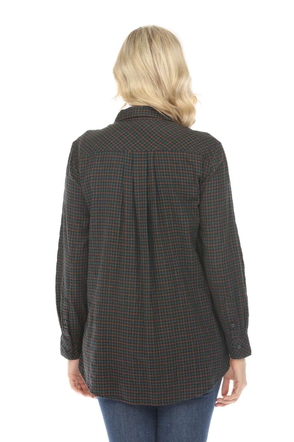 Johnny Was Workshop Plaid Messine Painters Smock Tunic Shirt Boho Chic W21024