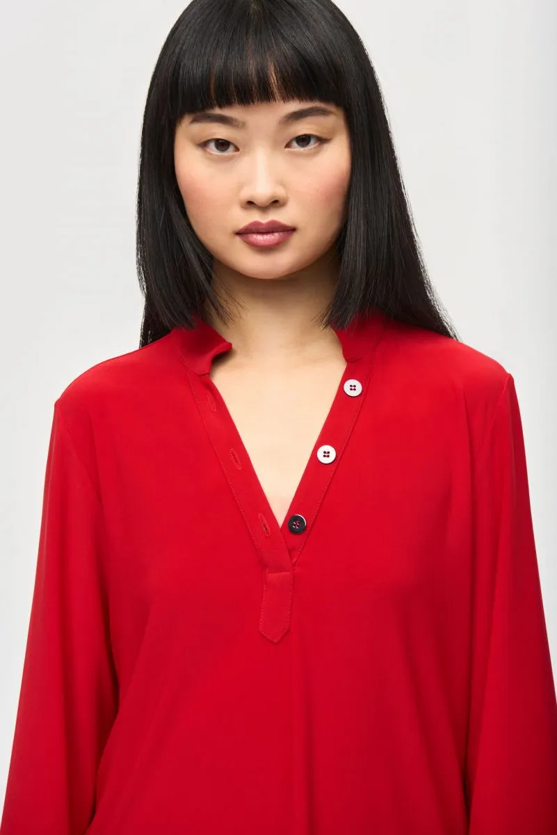 Joseph Ribkoff Mandarin Collar 3/4 Sleeve Trapeze Tunic Top 243187