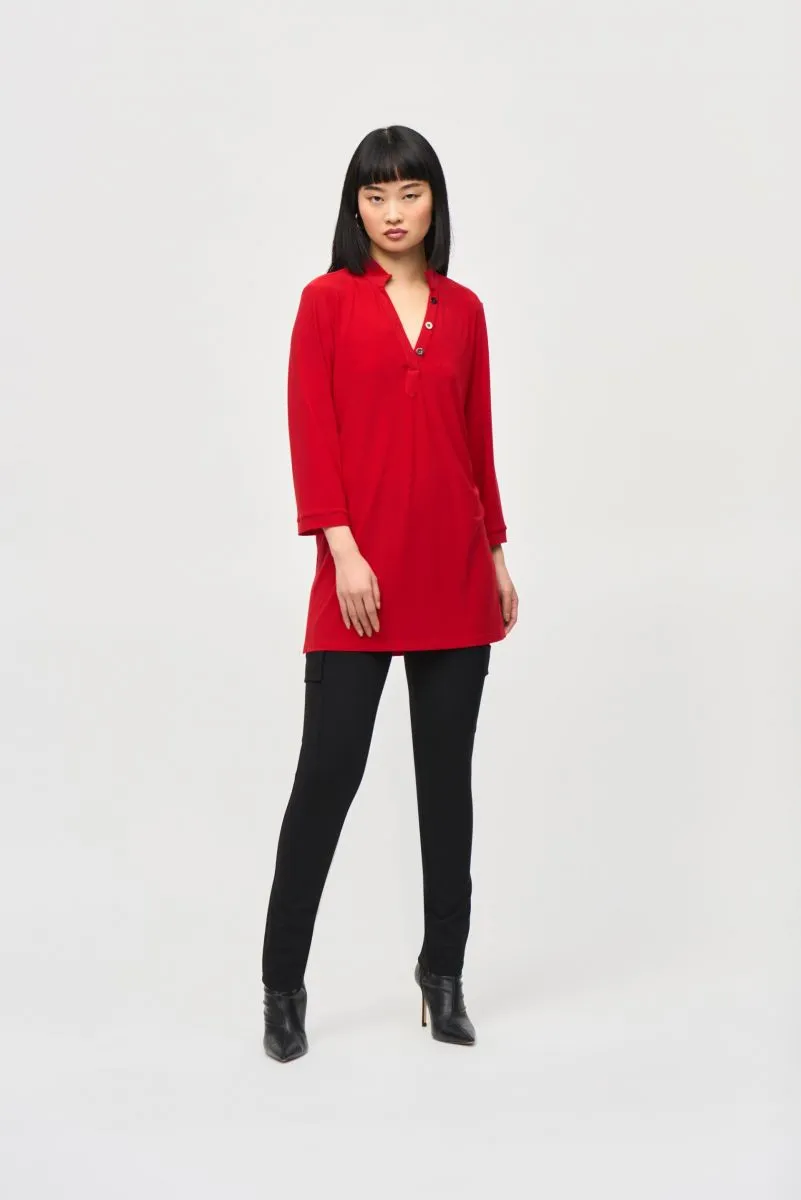 Joseph Ribkoff Mandarin Collar 3/4 Sleeve Trapeze Tunic Top 243187