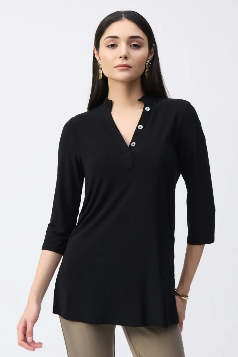 Joseph Ribkoff Mandarin Collar 3/4 Sleeve Trapeze Tunic Top 243187