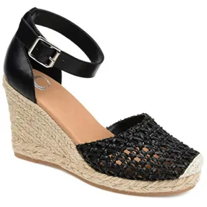 Journee Collection Women's Sierra Espadrille Wedge Sandal, Black, 9