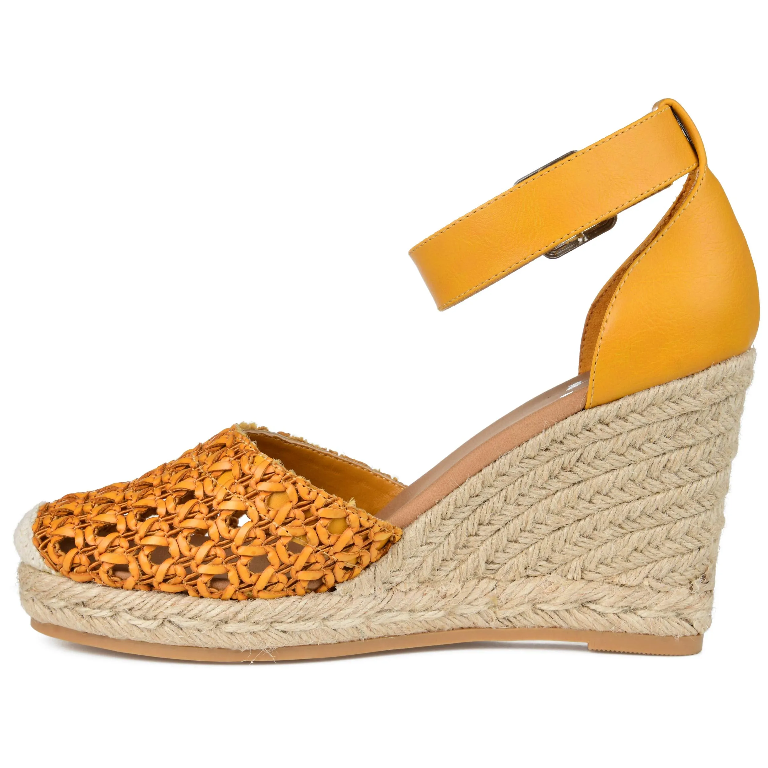 Journee Women's Sierra Espadrille Wedge Sandals Mustard, 11