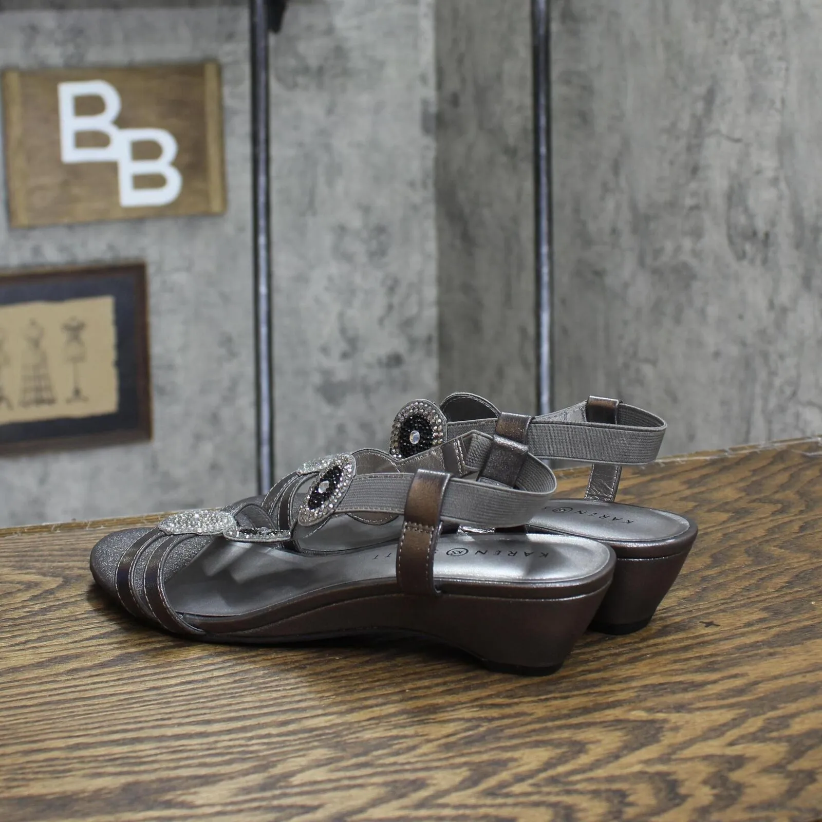 Karen Scott Womens Catrinaa Faux Leather Evening Sandals Silver Gray 9M