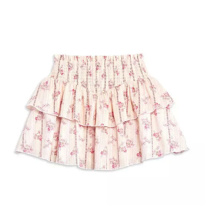 KatieJ NYC Tween Brooke Skirt in Floral Stripe Cream