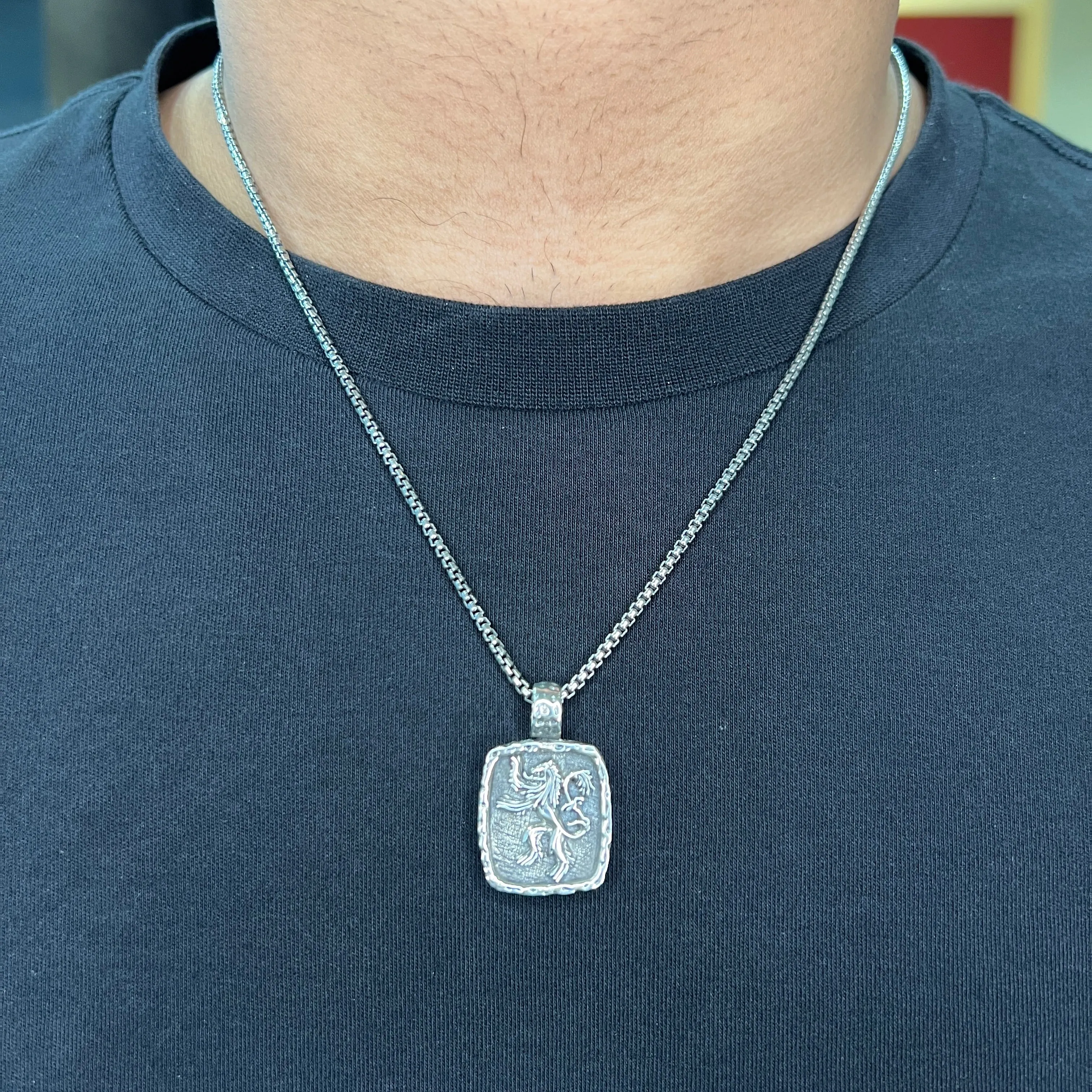 Keith Jack Medium Lion Rampant Sterling Silver and Bronze Necklace