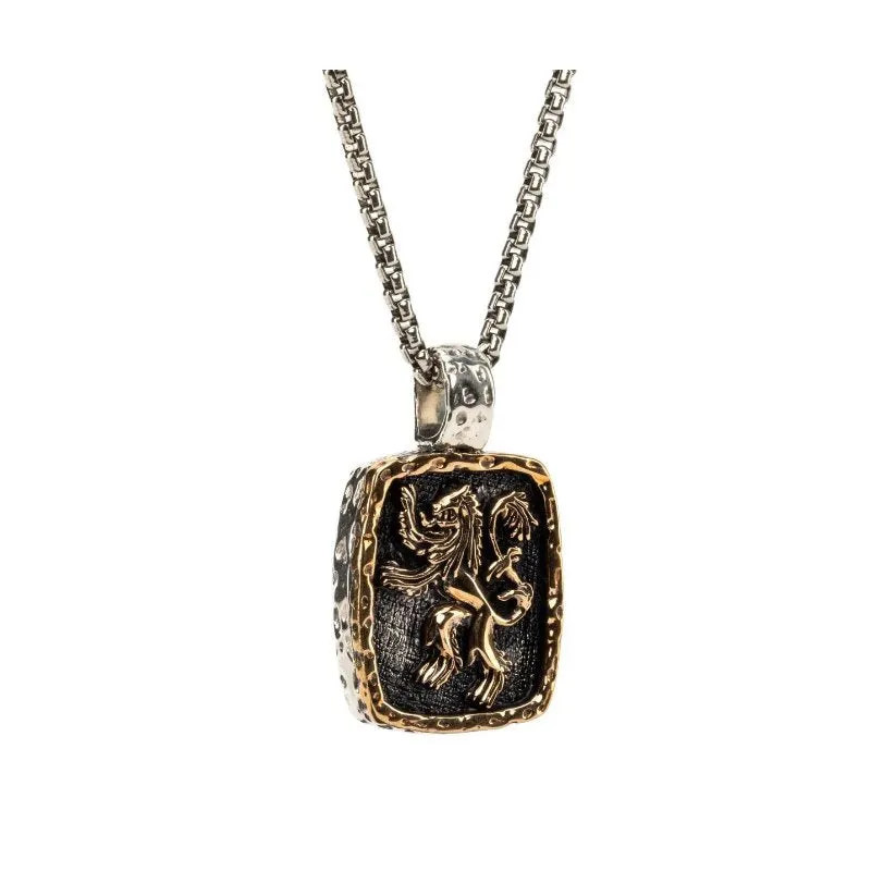 Keith Jack Medium Lion Rampant Sterling Silver and Bronze Necklace