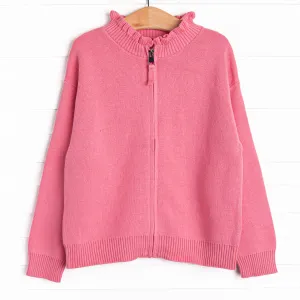Knitted Ruffle Sweater, Hot Pink