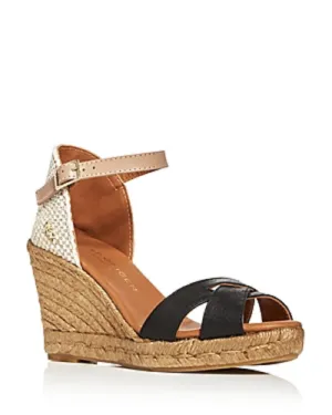 Kurt Geiger Womens Leona Leather Open Toe Espadrille Heels, Black, 10