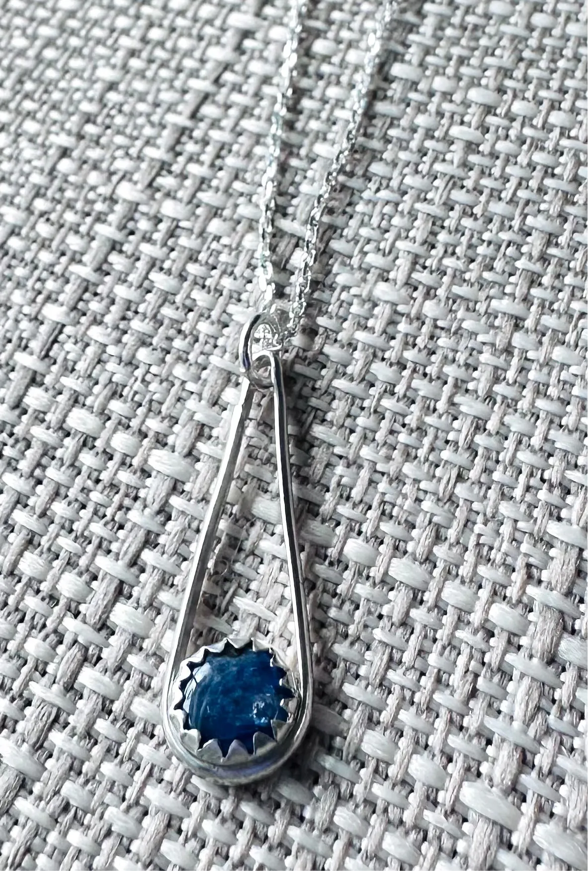 Kyanite Sterling Teardrop Necklace, Kyanite Necklace