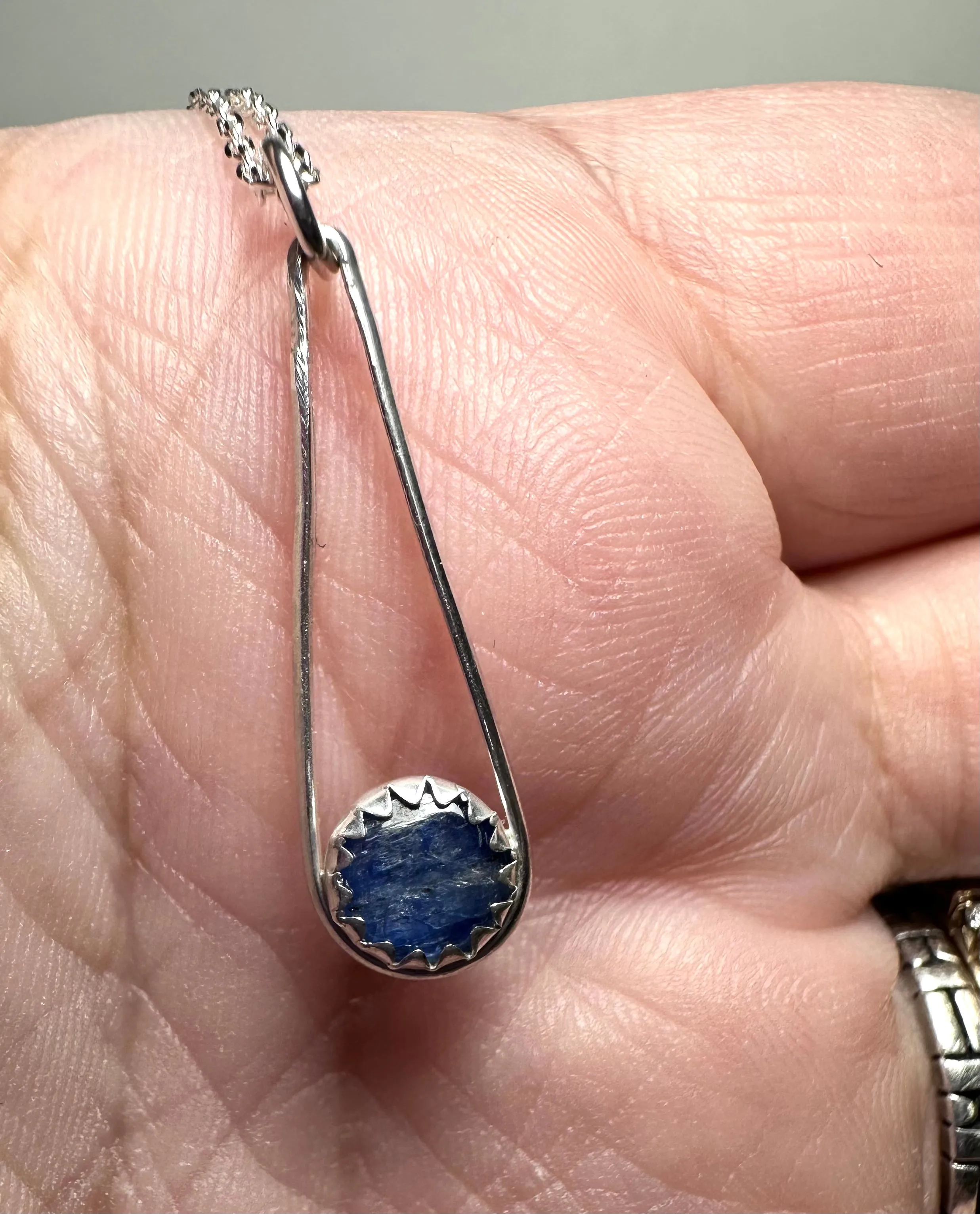 Kyanite Sterling Teardrop Necklace, Kyanite Necklace